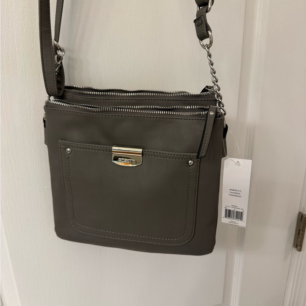 NWT Rosetti Grey Faux Leather Crossbody with Chain Strap